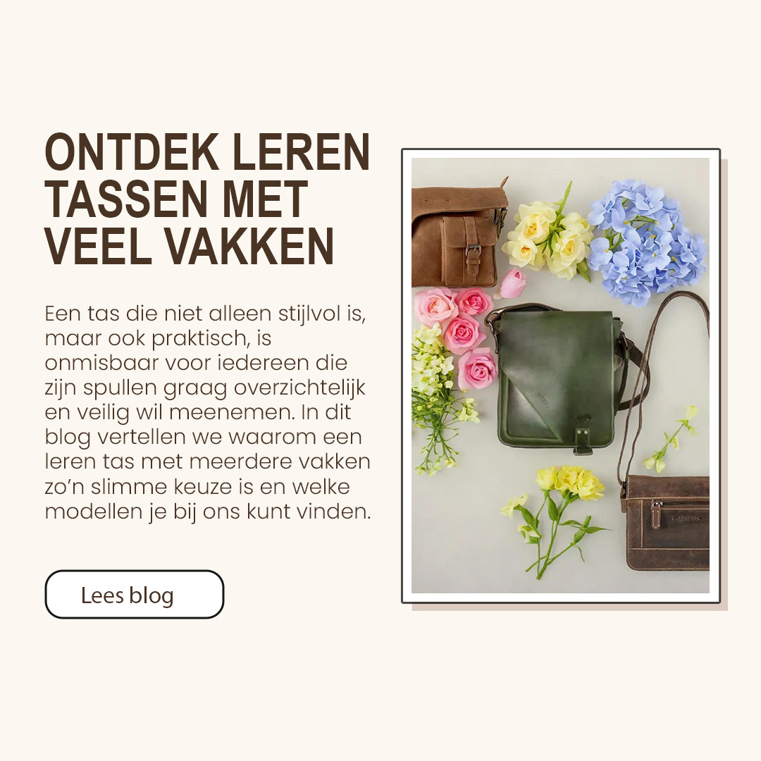 Ontdek leren tassen met veel vakken