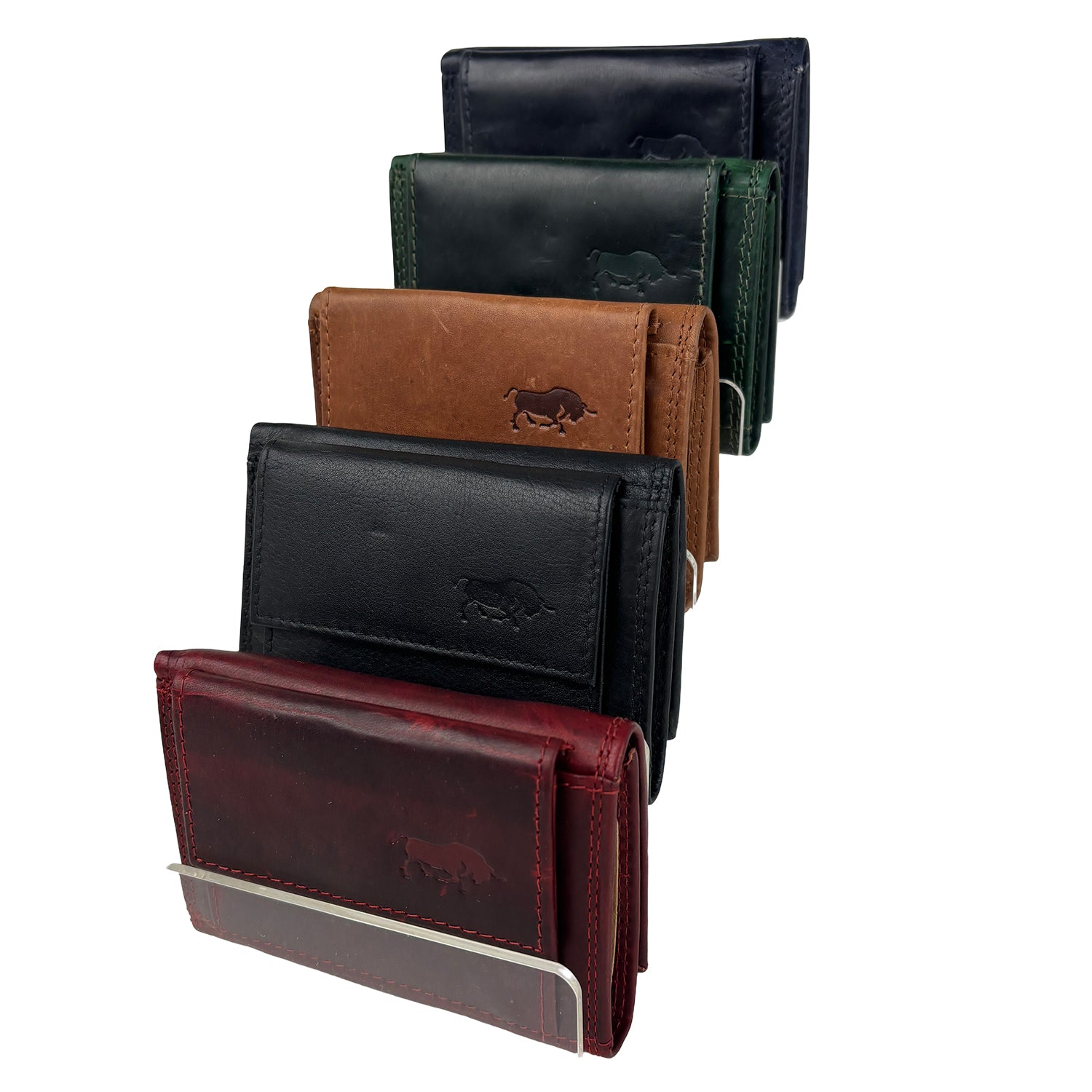 Rode Leren Mini Portemonnee met Sleutelring – Compact, slim en altijd alles bij de hand