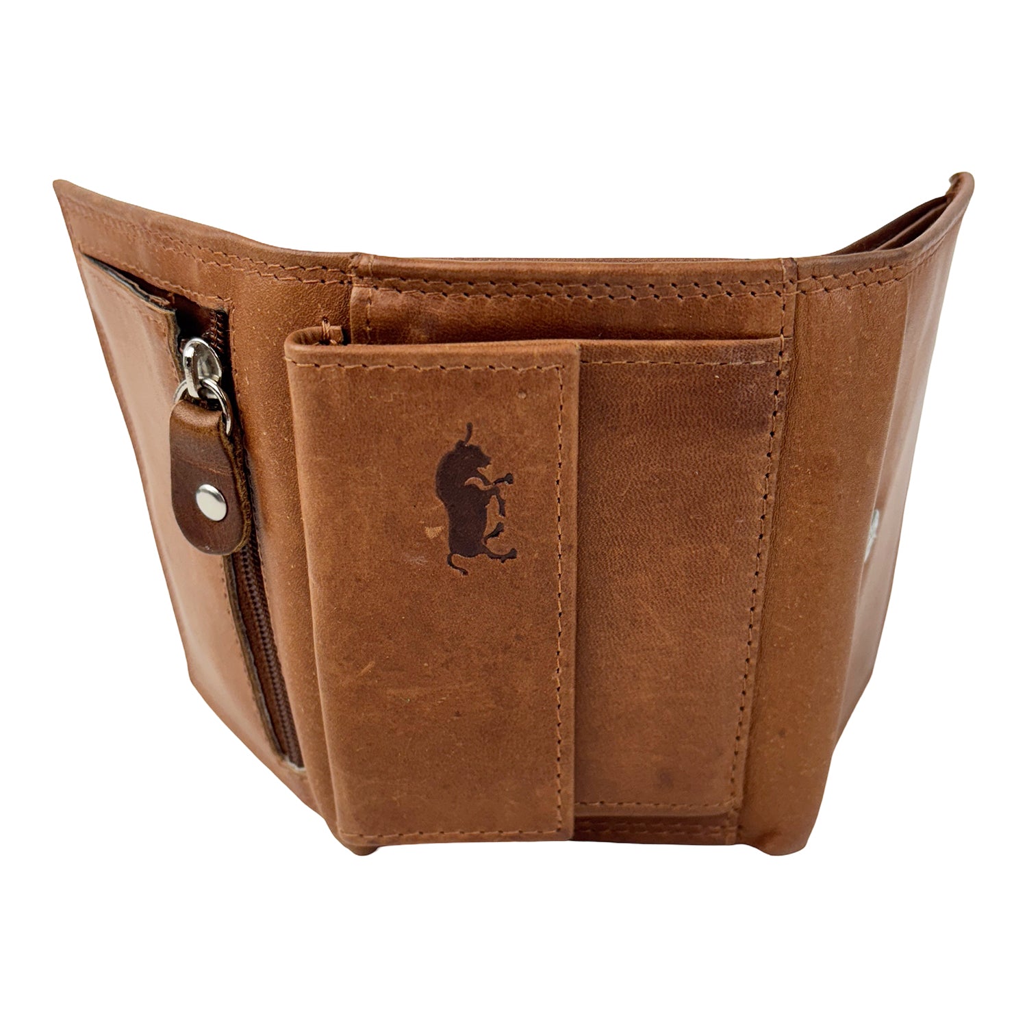 Cognac Leren Kleine Portemonnee met RFID