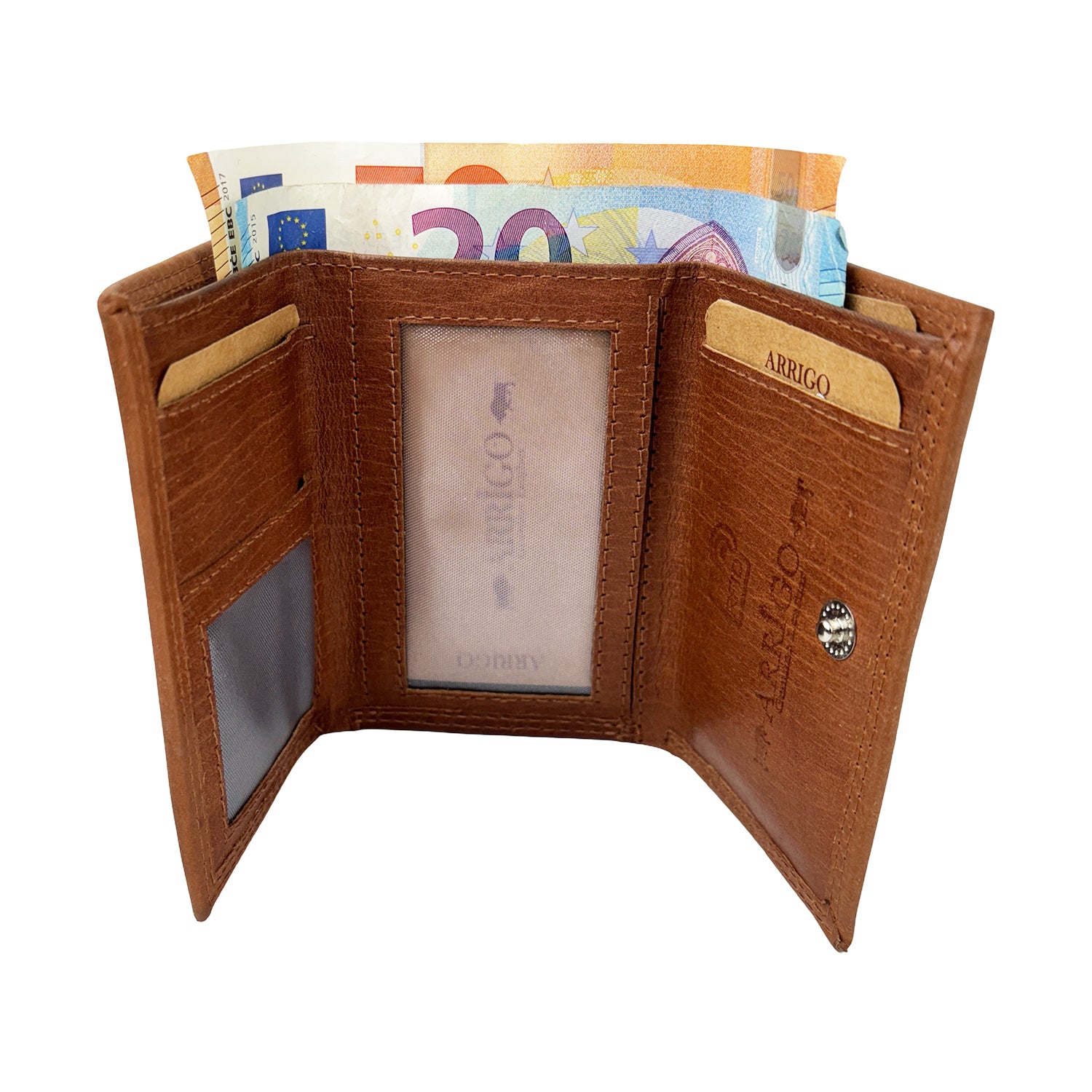 Cognac Leren Kleine Portemonnee met RFID