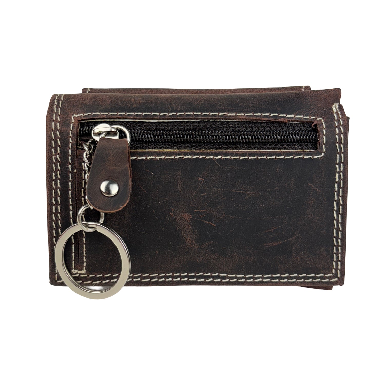 Donkerbruine mini portemonnee van buffelleer