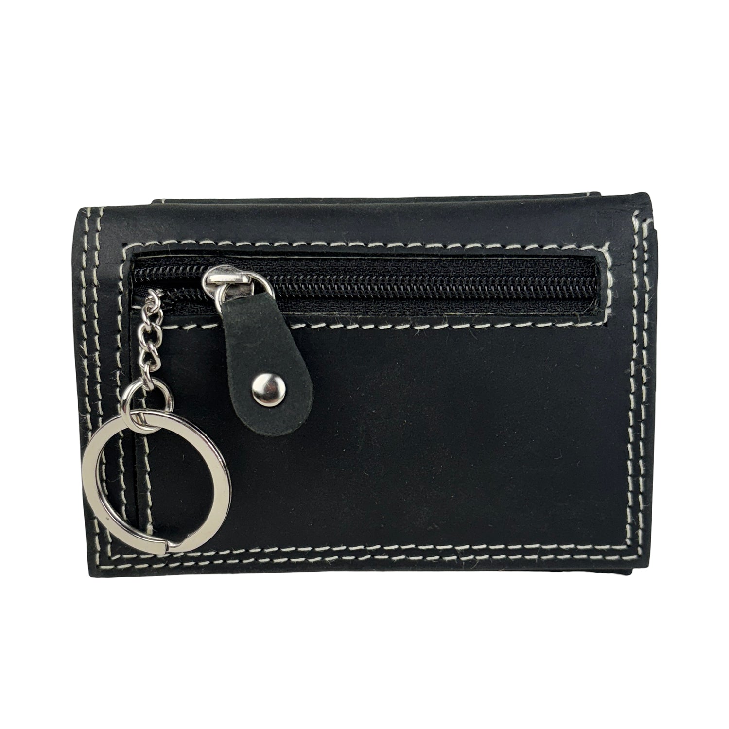 Zwarte mini portemonnee van buffelleer