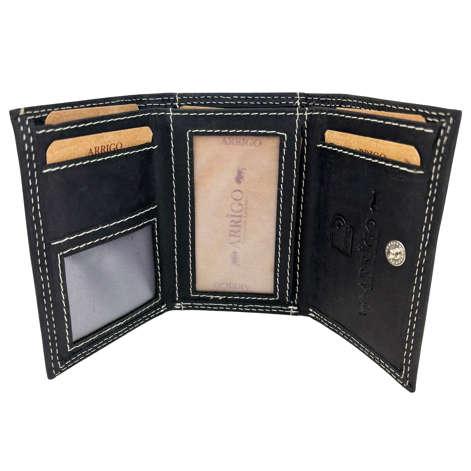 Zwarte mini portemonnee van buffelleer