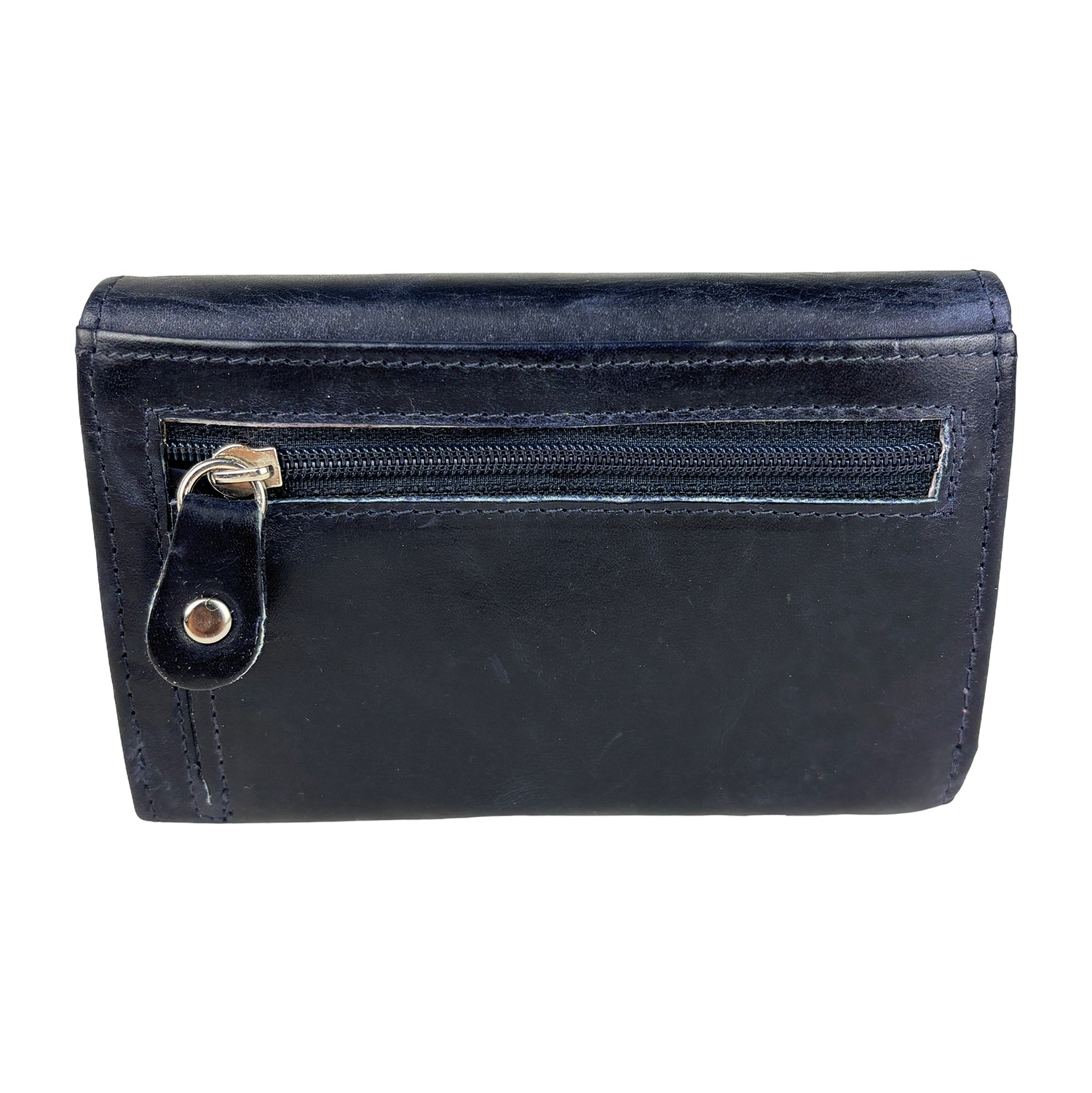 Blauw damesportemonnee van echt leer met RFID-bescherming