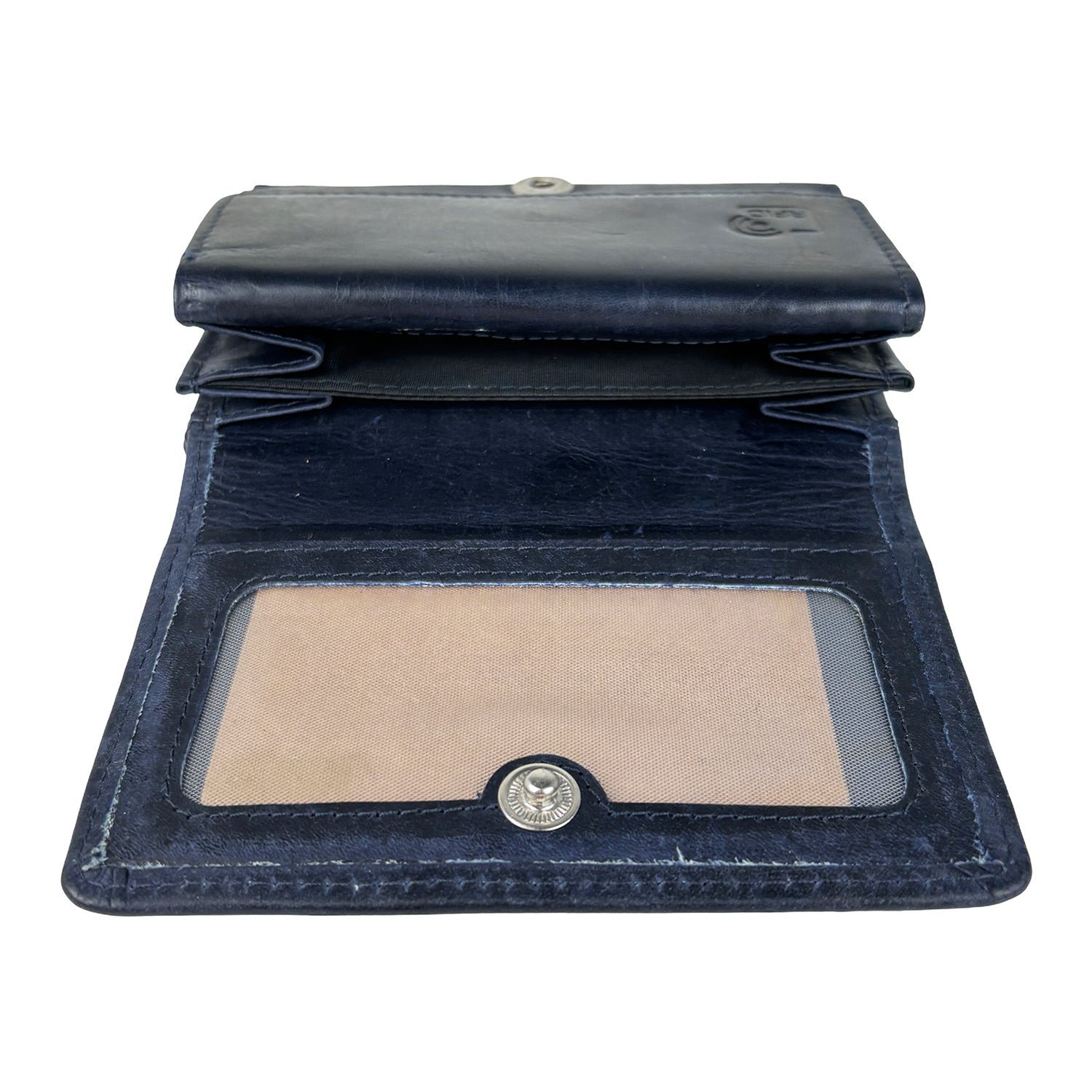 Blauw damesportemonnee van echt leer met RFID-bescherming