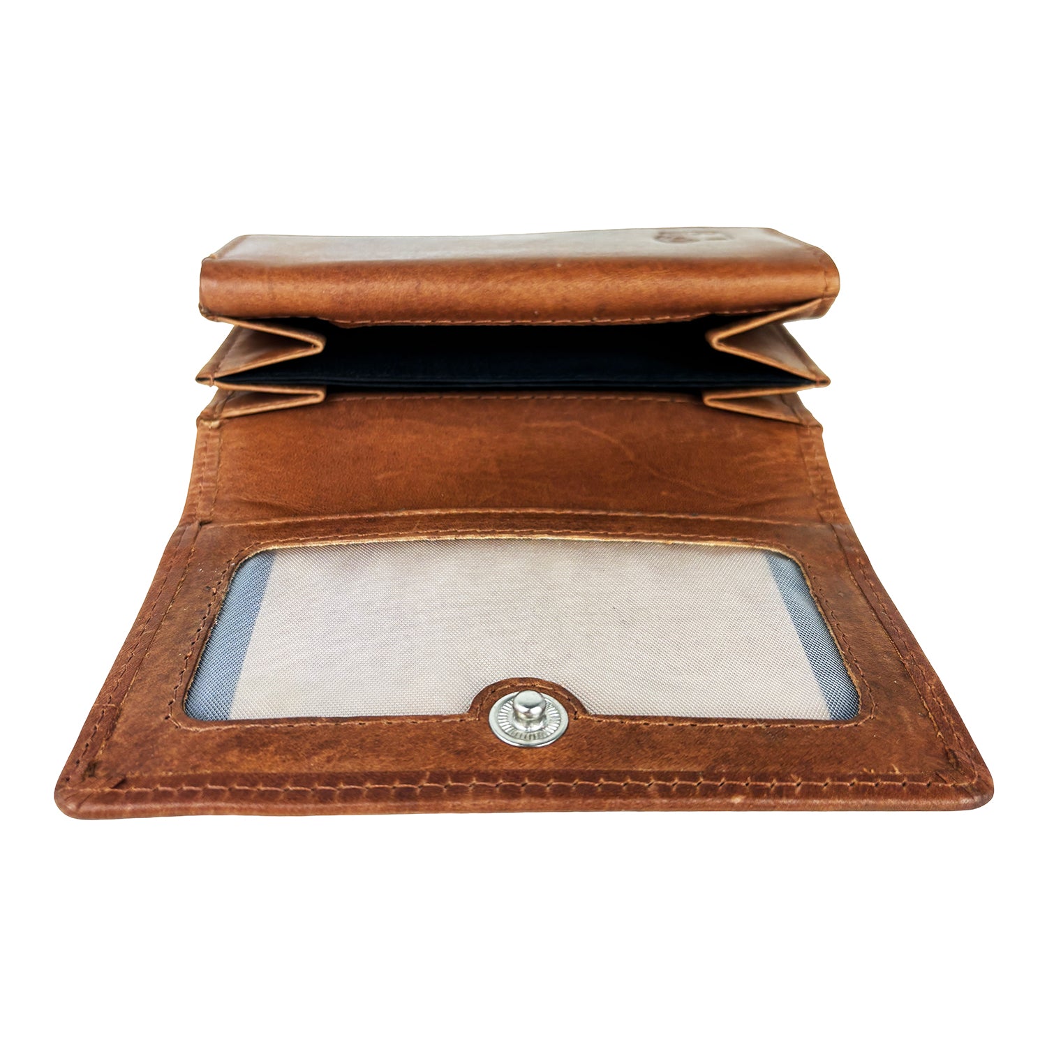 Cognac damesportemonnee van echt leer met RFID-bescherming