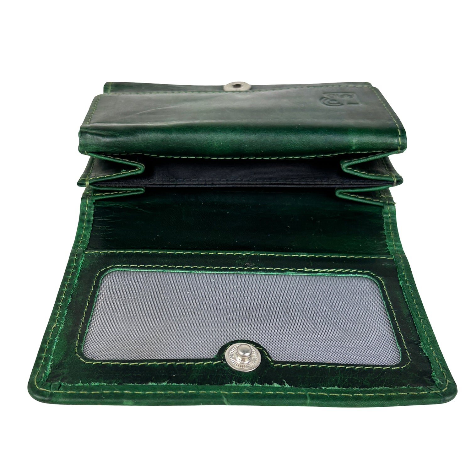 Groene damesportemonnee leer met RFID en ritsvak – Arrigo