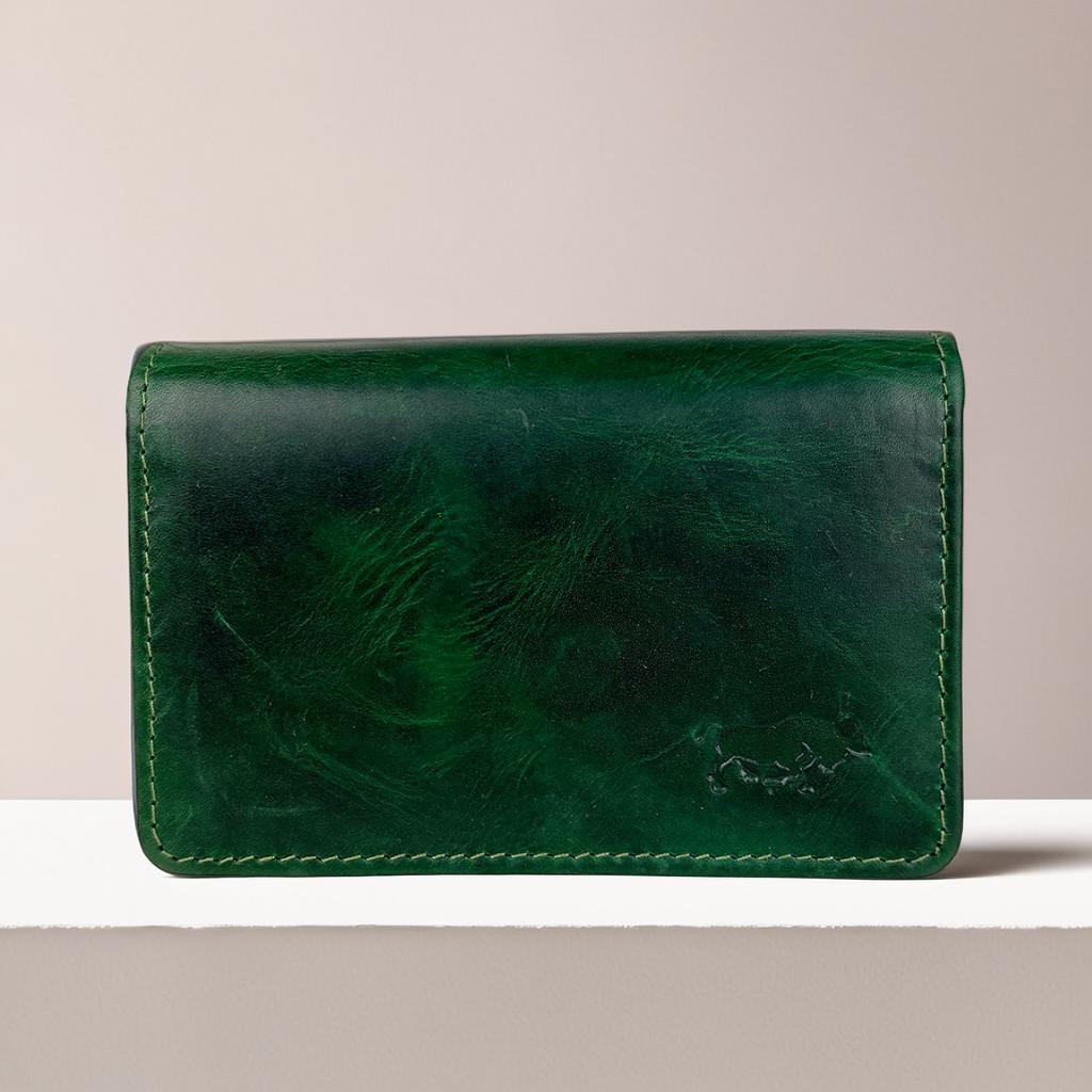 Groene damesportemonnee leer met RFID en ritsvak – Arrigo