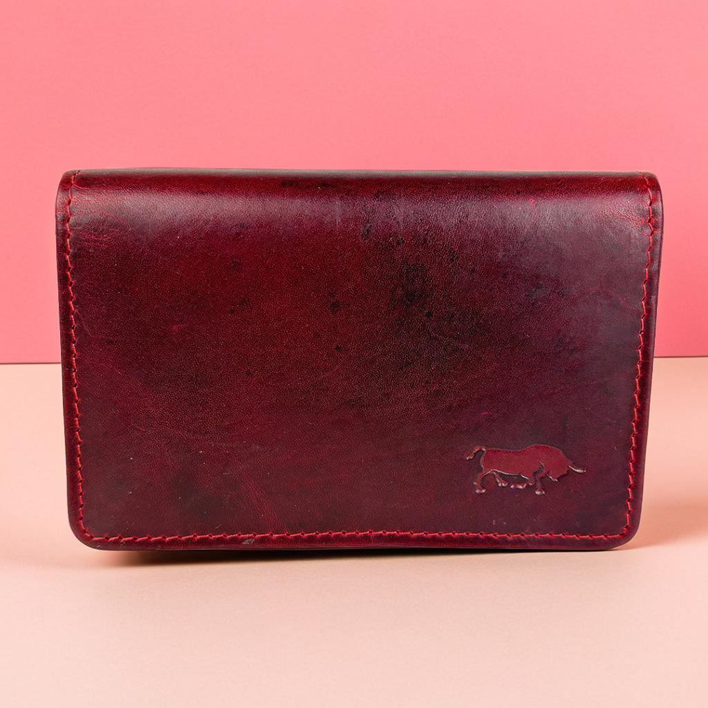 Rode leren damesportemonnee met RFID
