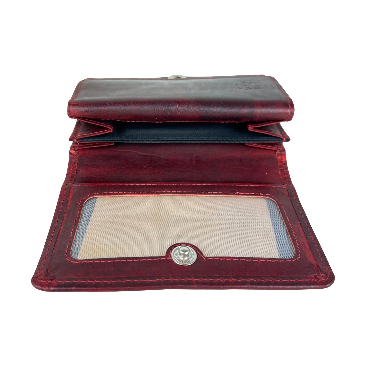 Rode leren damesportemonnee met RFID