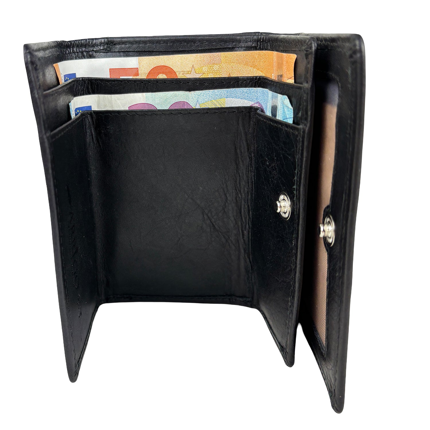 Zwarte damesportemonnee van echt leer met RFID-bescherming