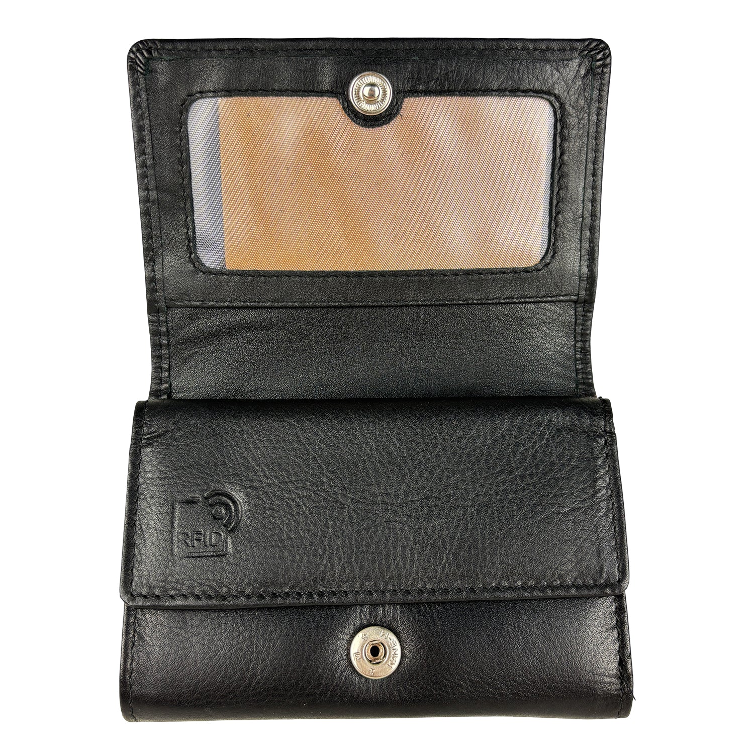 Zwarte damesportemonnee van echt leer met RFID-bescherming