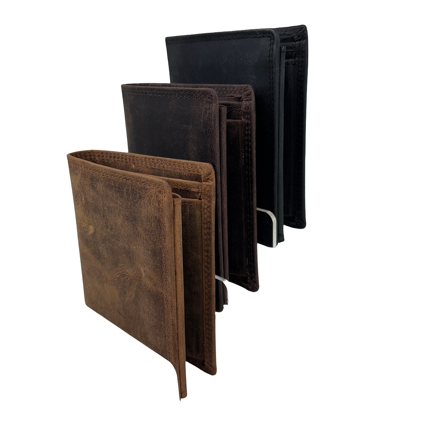 Cognac herenportemonnee van buffelleer