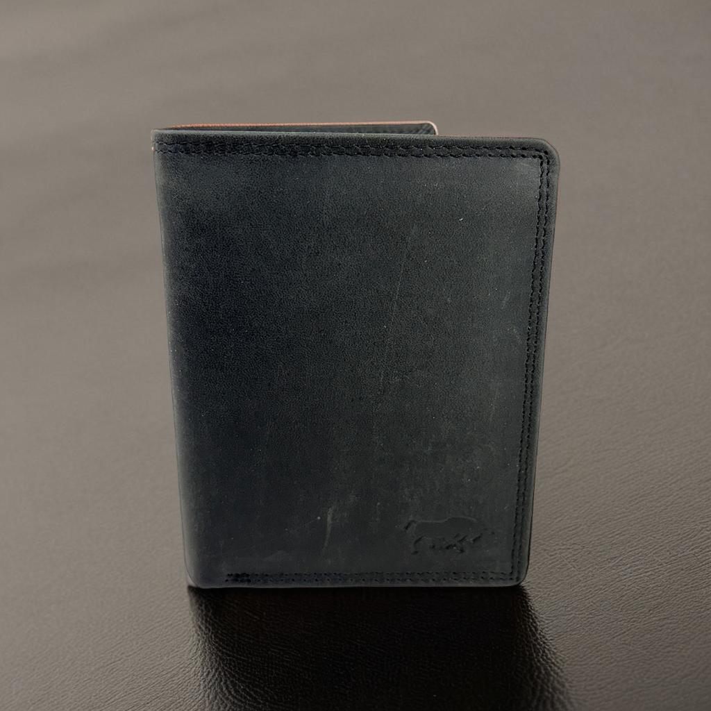 Zwarte herenportemonnee van buffelleer