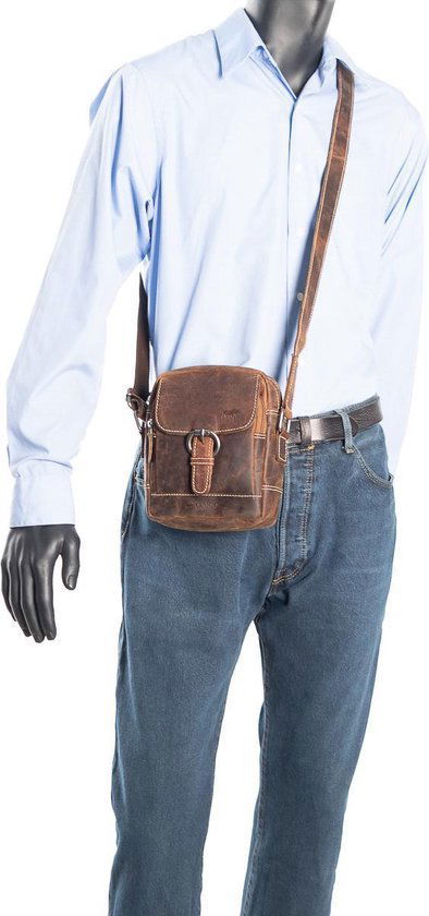 Arrigo Cognackleurige Buffelleer Crossbody Tas voor Dames en Heren - Arrigo.nl