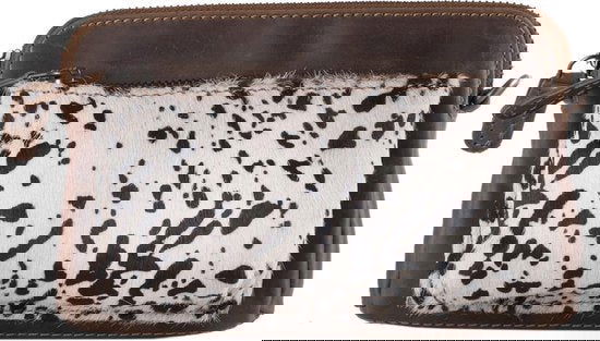 Arrigo Cognackleurige Dames Crossbody Tas/Clutch met Cow Dierenprint in Leer - Arrigo.nl