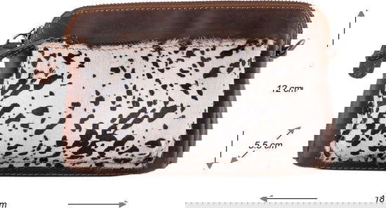Arrigo Cognackleurige Dames Crossbody Tas/Clutch met Cow Dierenprint in Leer - Arrigo.nl