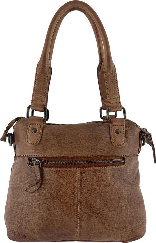 Arrigo Cognackleurige Handtassen en Schoudertassen voor Dames van Gevlochten Gewassen Leer - Arrigo.nl