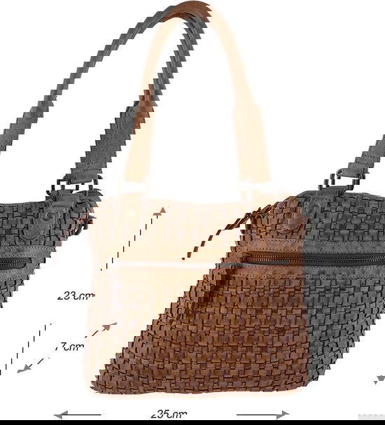 Arrigo Cognackleurige Handtassen en Schoudertassen voor Dames van Gevlochten Gewassen Leer - Arrigo.nl