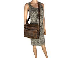 Arrigo Dames Schoudertas - Cognac Buffelleer Crossbody Tas - Arrigo.nl
