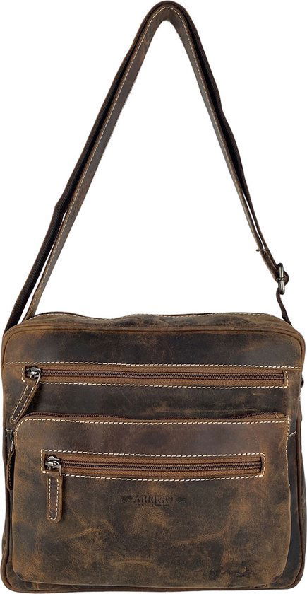 Arrigo Dames Schoudertas - Cognac Buffelleer Crossbody Tas - Arrigo.nl