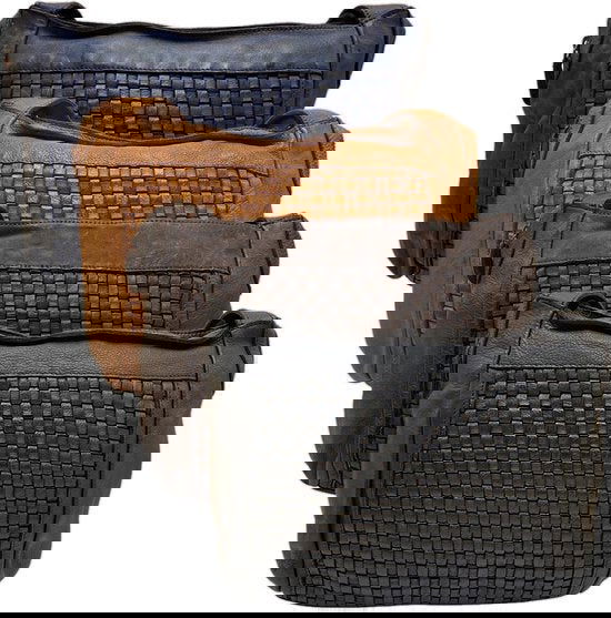 Arrigo Dames Schoudertas - Lichtbruin Gevlochten Leer - Arrigo.nl