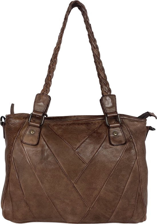 Arrigo Dames Schoudertas en Handtas van Gewassen Leer in Bruin - Arrigo.nl