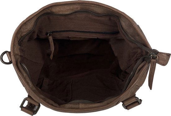 Arrigo Dames Schoudertas en Handtas van Gewassen Leer in Bruin - Arrigo.nl