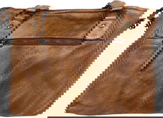 Arrigo Dames Schoudertas en Handtas van Gewassen Leer in Cognac - Arrigo.nl