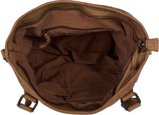 Arrigo Dames Schoudertas en Handtas van Gewassen Leer in Cognac - Arrigo.nl