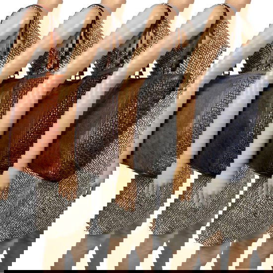 Arrigo Dames Shopper - Cognac Gevlochten Leer met Rits - Arrigo.nl