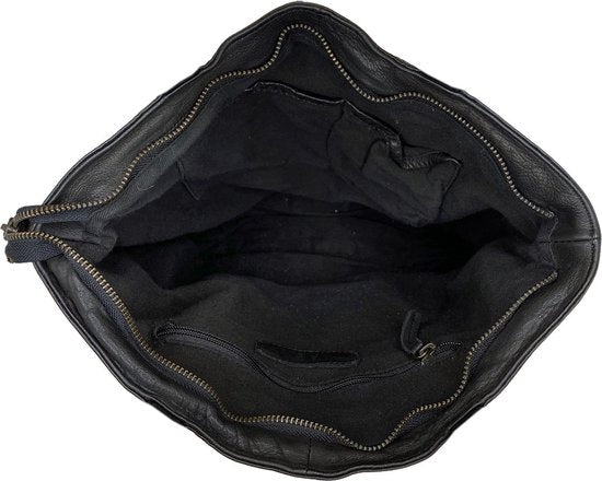 Arrigo Dames Shopper - Zwart Gevlochten Leer met Rits - Arrigo.nl