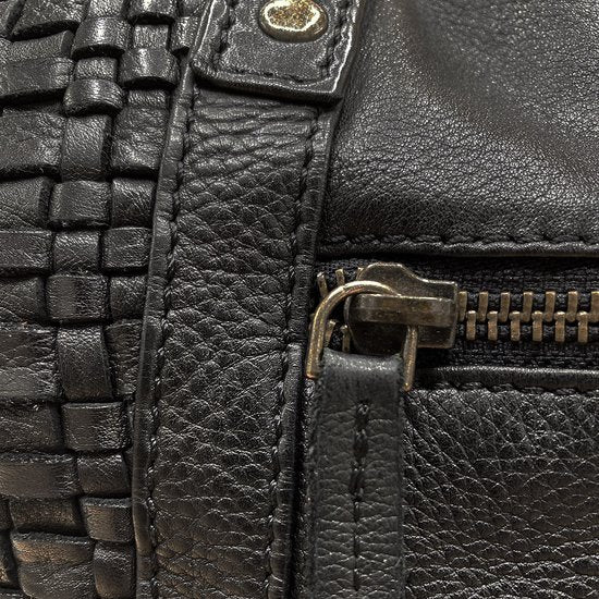 Arrigo Dames Shopper - Zwart Gevlochten Leer met Rits - Arrigo.nl