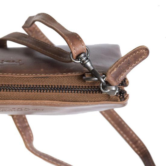 Arrigo Dames Tasjes - Klein Cognac Leren Schoudertasje voor Festivals - Arrigo.nl