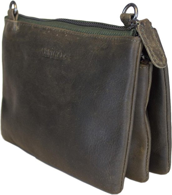 Arrigo Dames Tasjes - Klein Groen Leren Schoudertasje voor Festivals - Arrigo.nl