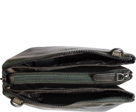 Arrigo Dames Tasjes - Klein Groen Leren Schoudertasje voor Festivals - Arrigo.nl