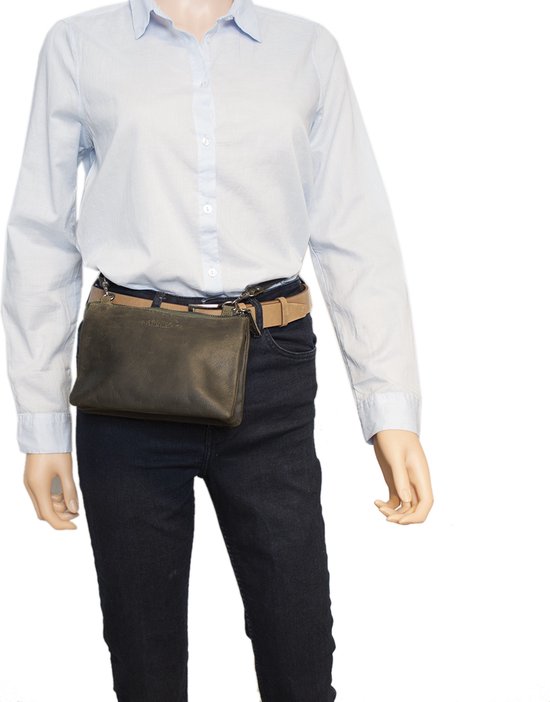 Arrigo Dames Tasjes - Klein Groen Leren Schoudertasje voor Festivals - Arrigo.nl