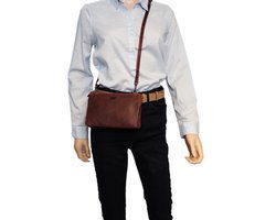 Arrigo Dames Tasjes - Klein Rood Leren Schoudertasje voor Festivals - Arrigo.nl