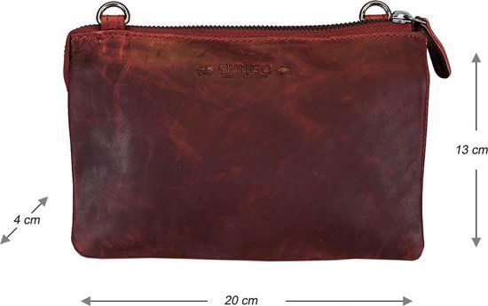 Arrigo Dames Tasjes - Klein Rood Leren Schoudertasje voor Festivals - Arrigo.nl