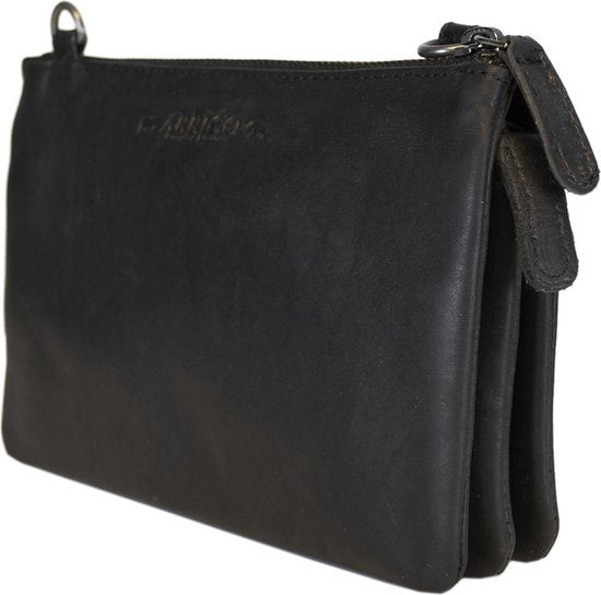 Arrigo Dames Tasjes - Klein Zwart Leren Schoudertasje voor Festivals - Arrigo.nl