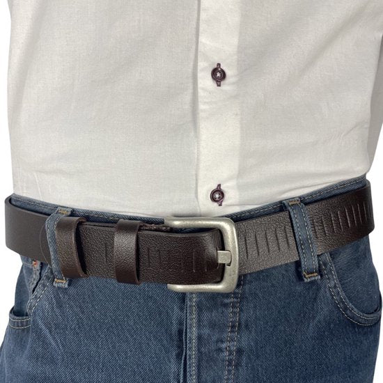 Arrigo Donkerbruine Geperforeerde Gaatjesriem - 4 cm breed - Arrigo.nl