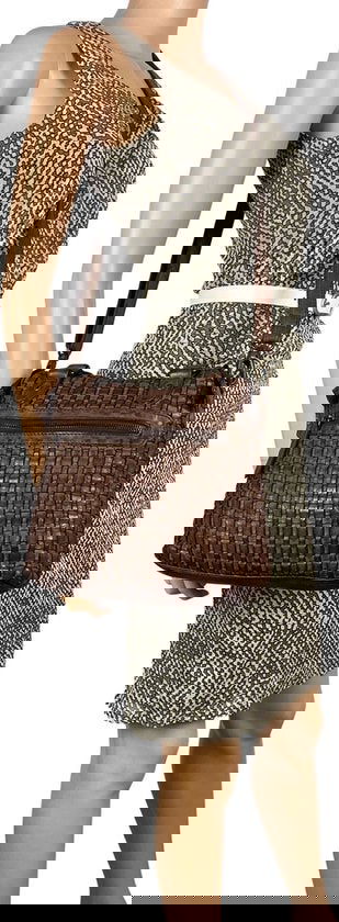 Arrigo Donkerbruine Gevlochten Handtas en Schoudertas van Gewassen Leer - Arrigo.nl