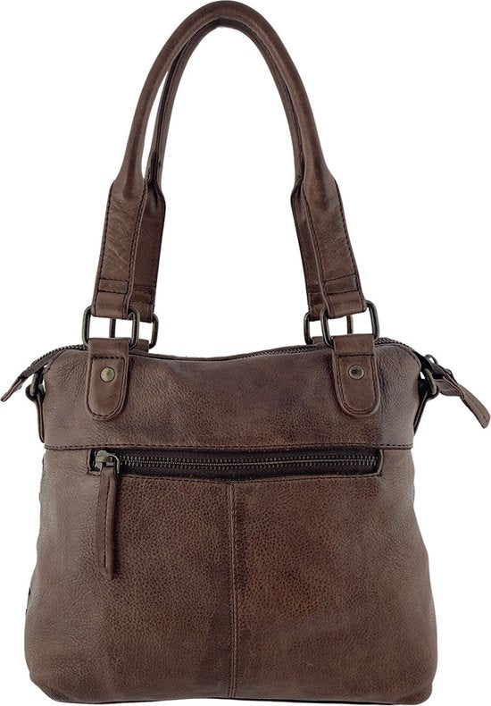 Arrigo Donkerbruine Gevlochten Handtas en Schoudertas van Gewassen Leer - Arrigo.nl