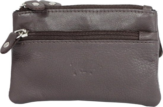 Arrigo Donkerbruine Leren Sleuteletui met Ritsen - Arrigo.nl