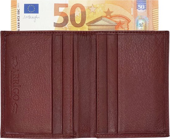 Arrigo Donkerrode Leer Creditcardhouder en Pasjeshouder met Briefgeldvak - Arrigo.nl
