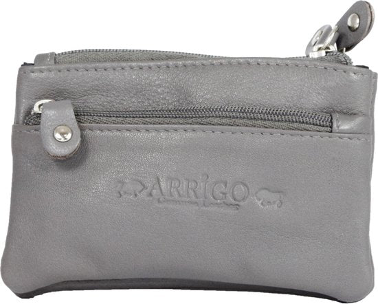 Arrigo Grijze Leren Sleuteletui met Ritsen - Arrigo.nl