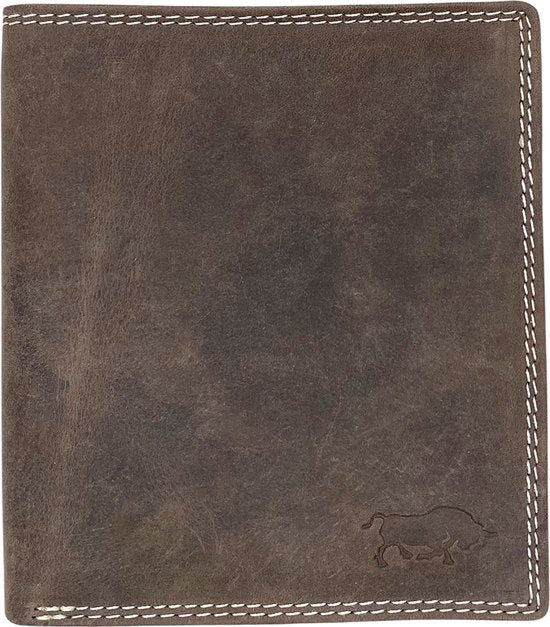 Arrigo Heren Billfold Portemonnee - Donkerbruin Buffelleer met Muntgeldvak - Arrigo.nl