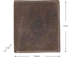Arrigo Heren Billfold Portemonnee - Donkerbruin Buffelleer met Muntgeldvak - Arrigo.nl