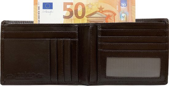 Arrigo Heren Billfold Portemonnee Plat Model in Donkerbruin Rundleer - Arrigo.nl