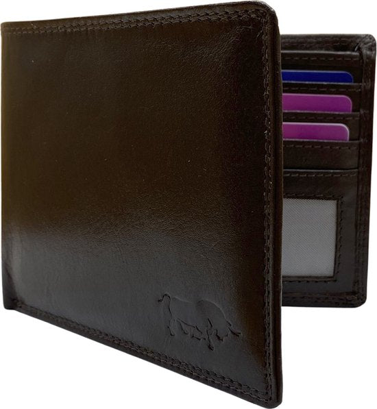 Arrigo Heren Billfold Portemonnee Plat Model in Donkerbruin Rundleer - Arrigo.nl